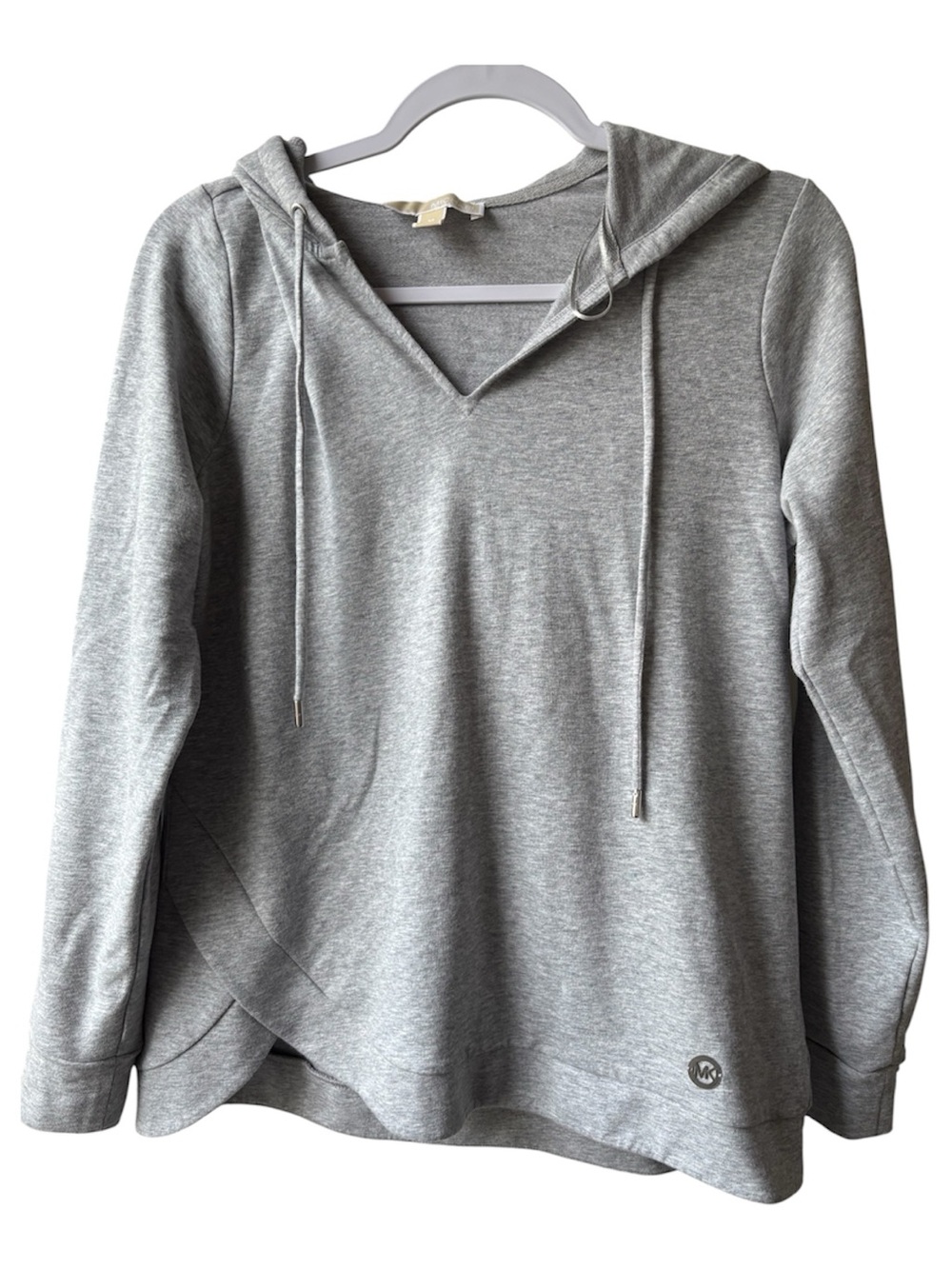 Michael Kors Gray V-Neck Hooded Pullover